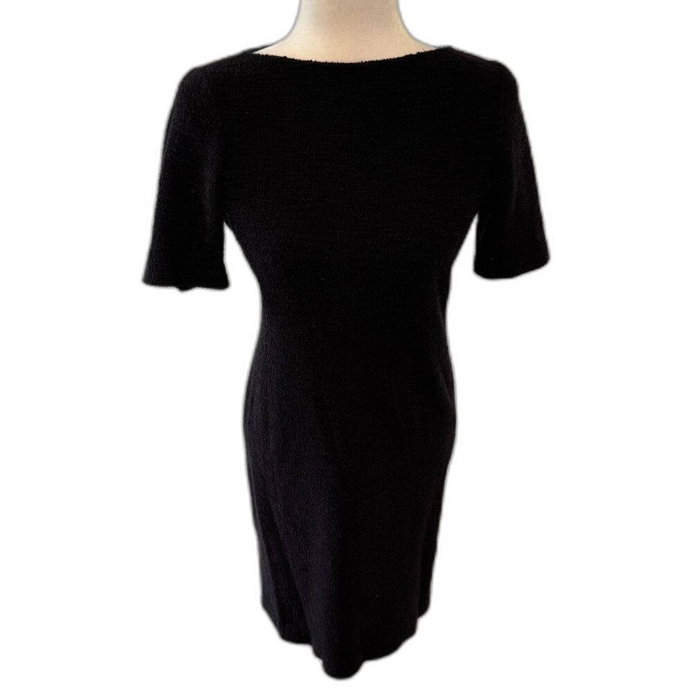 Theory | Black Tweed Cotton Knit Dress Size 4 Knee Length Career Work Business